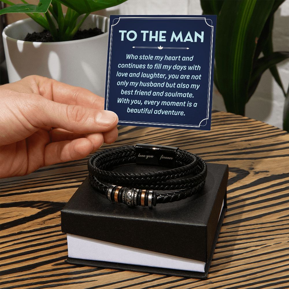 "To The Man " Love You Forever Leather Bracelet.