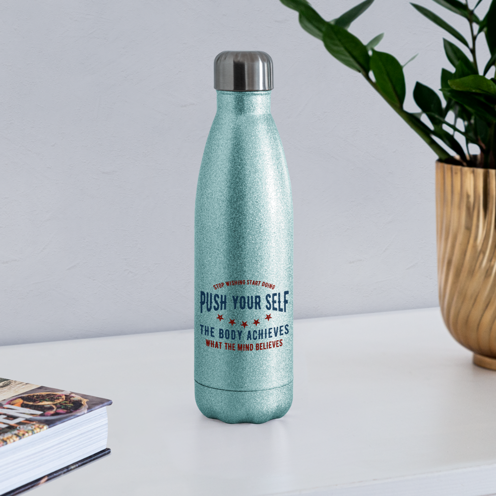 Customizable Insulated Stainless Steel Water Bottle - turquoise glitter