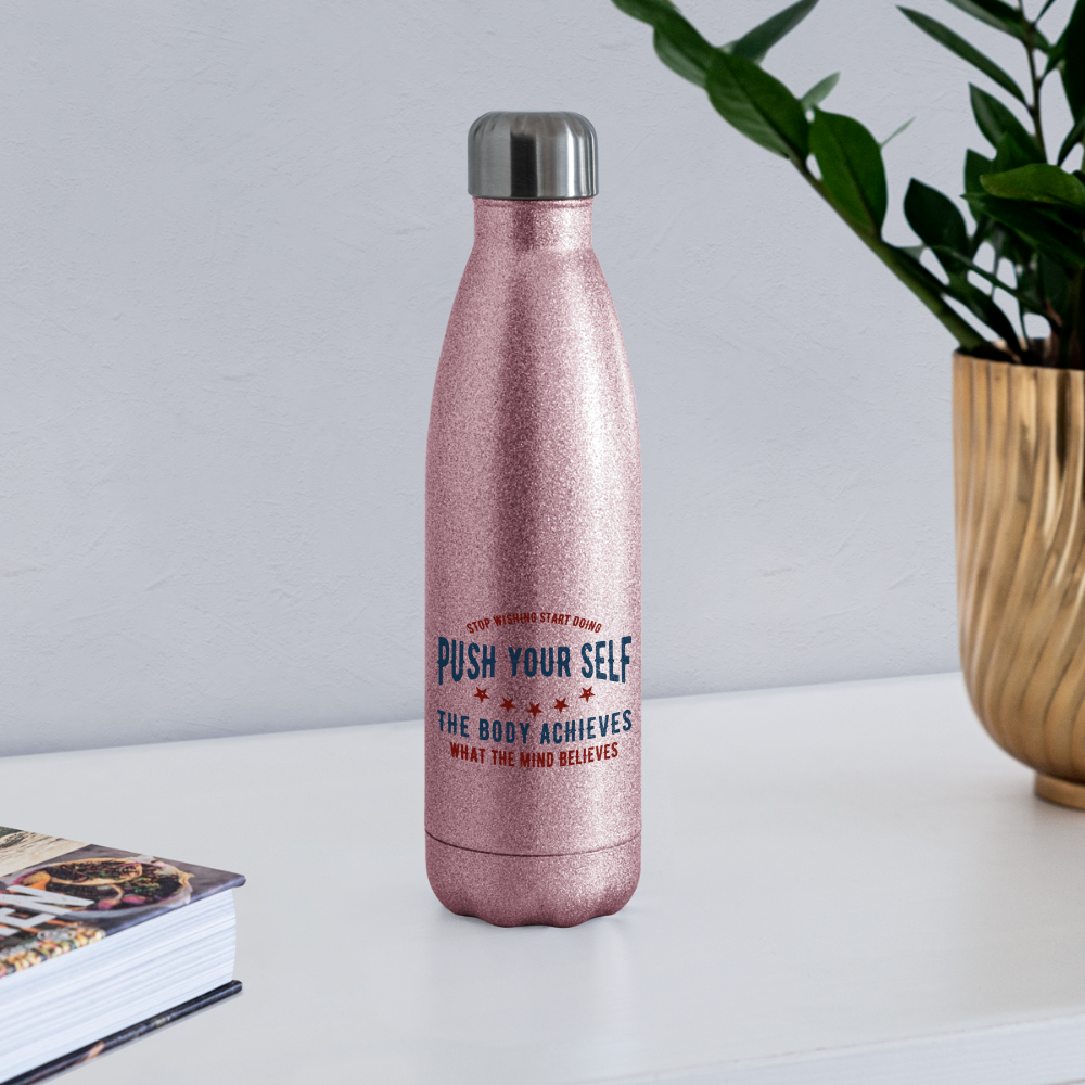 Customizable Insulated Stainless Steel Water Bottle - pink glitter