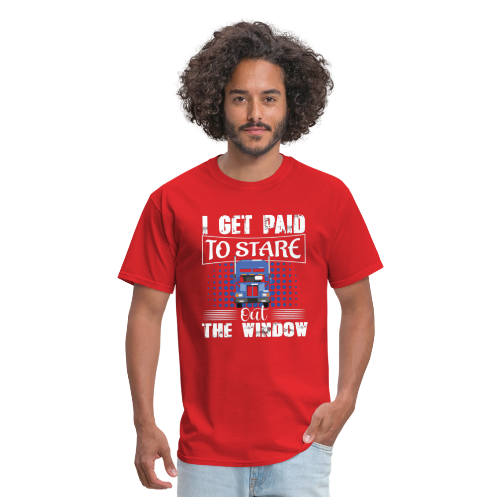 I Get Paid To Stare Out The Window Unisex Classic T-Shirt - red