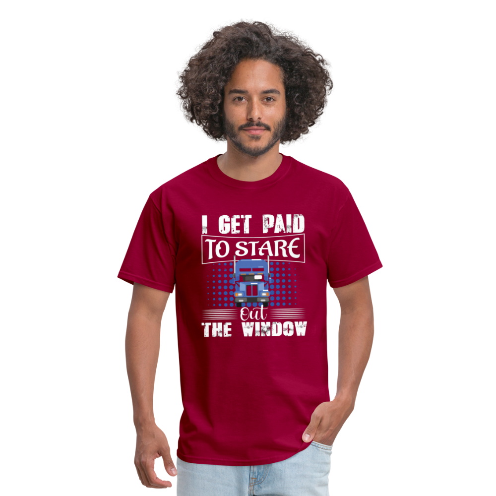 I Get Paid To Stare Out The Window Unisex Classic T-Shirt - dark red