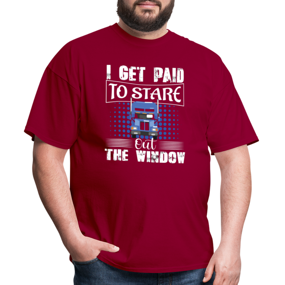 I Get Paid To Stare Out The Window Unisex Classic T-Shirt - dark red