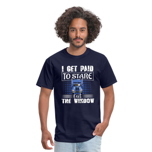 I Get Paid To Stare Out The Window Unisex Classic T-Shirt - navy  