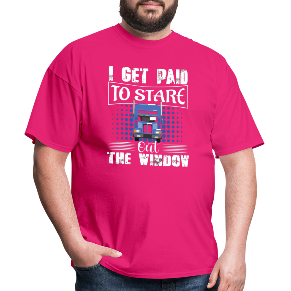 I Get Paid To Stare Out The Window Unisex Classic T-Shirt - fuchsia