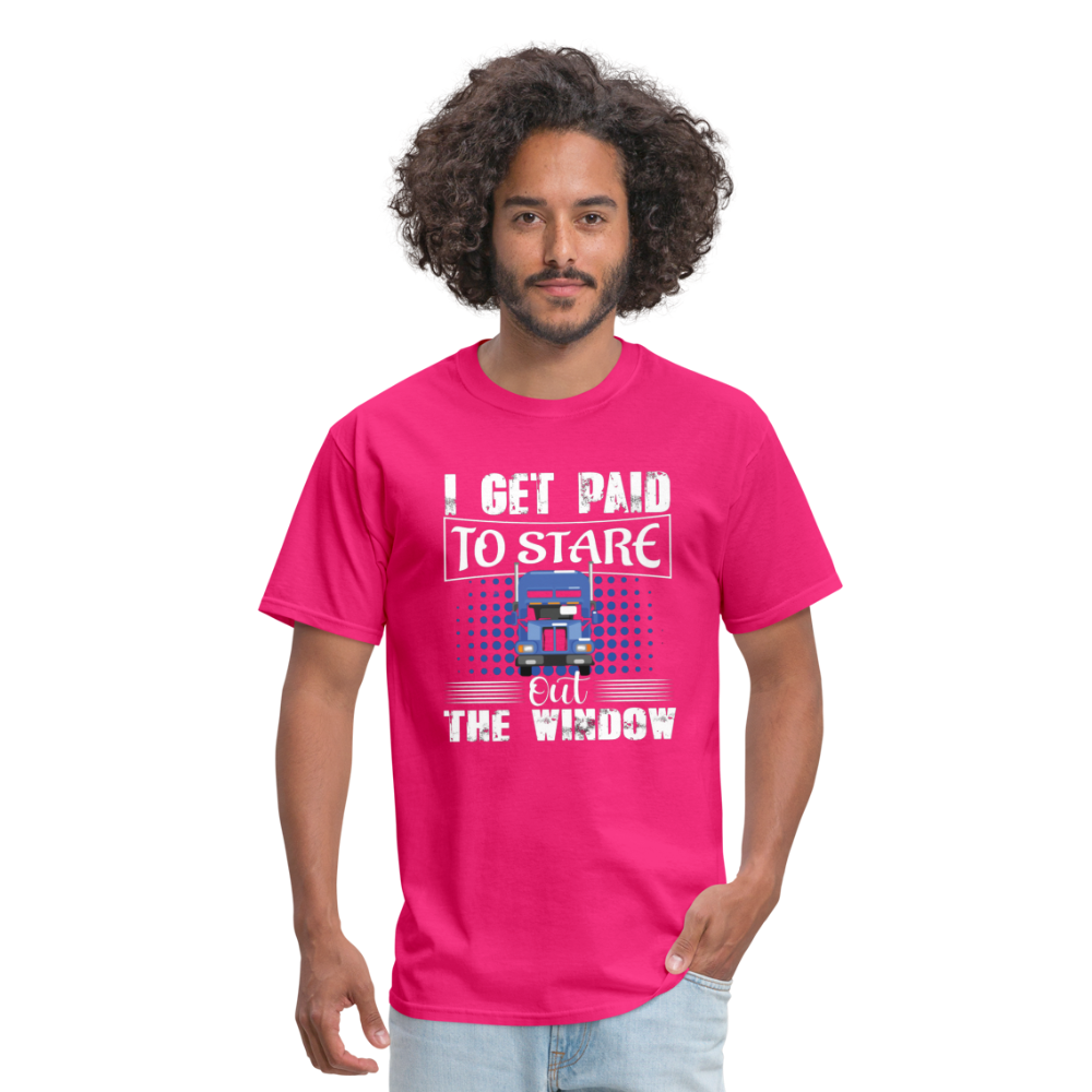 I Get Paid To Stare Out The Window Unisex Classic T-Shirt - fuchsia
