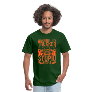 Warning this trucker does not play well with stupid people Unisex Classic T-Shirt - forest green  