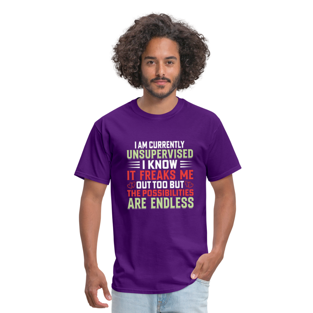 "I am Currently Unsupervised" Unisex Classic T-Shirt - purple