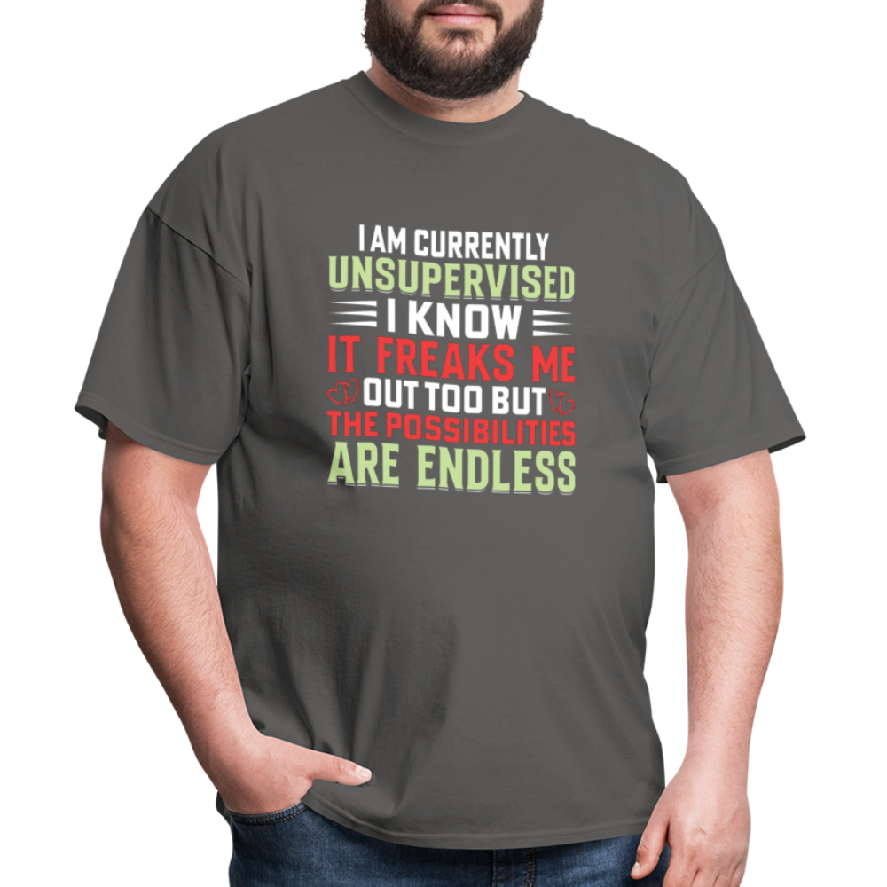 "I am Currently Unsupervised" Unisex Classic T-Shirt - charcoal