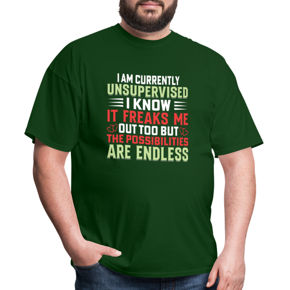 "I am Currently Unsupervised" Unisex Classic T-Shirt - forest green