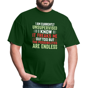 "I am Currently Unsupervised" Unisex Classic T-Shirt - forest green  