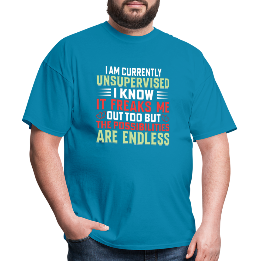 "I am Currently Unsupervised" Unisex Classic T-Shirt - turquoise