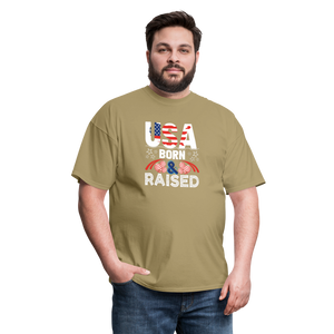 "USA Born And Raised" Unisex Classic T-Shirt - khaki  