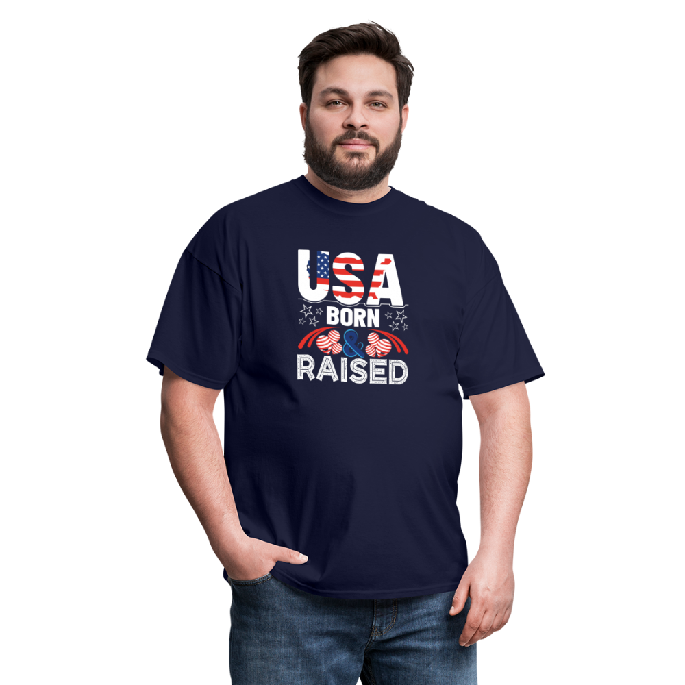"USA Born And Raised" Unisex Classic T-Shirt - navy