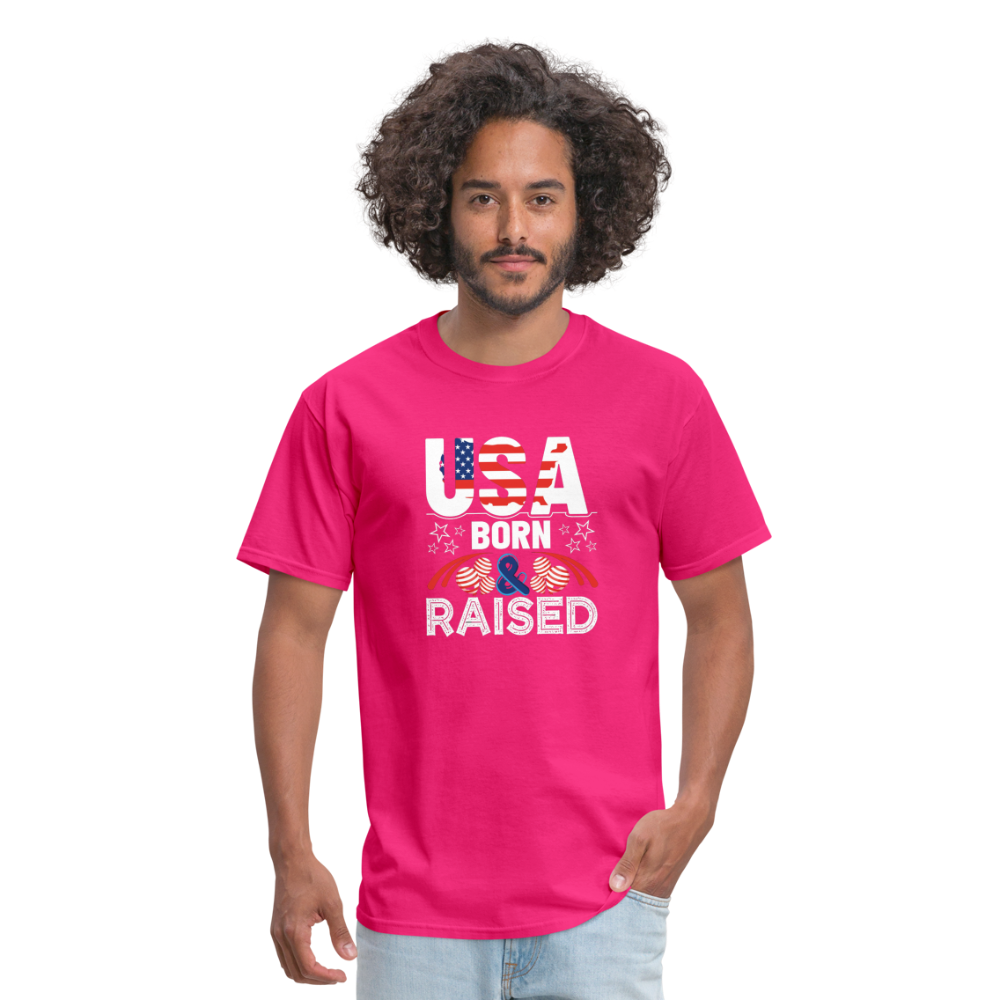 "USA Born And Raised" Unisex Classic T-Shirt - fuchsia