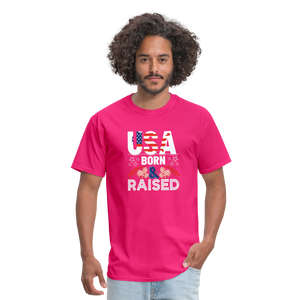 "USA Born And Raised" Unisex Classic T-Shirt - fuchsia  