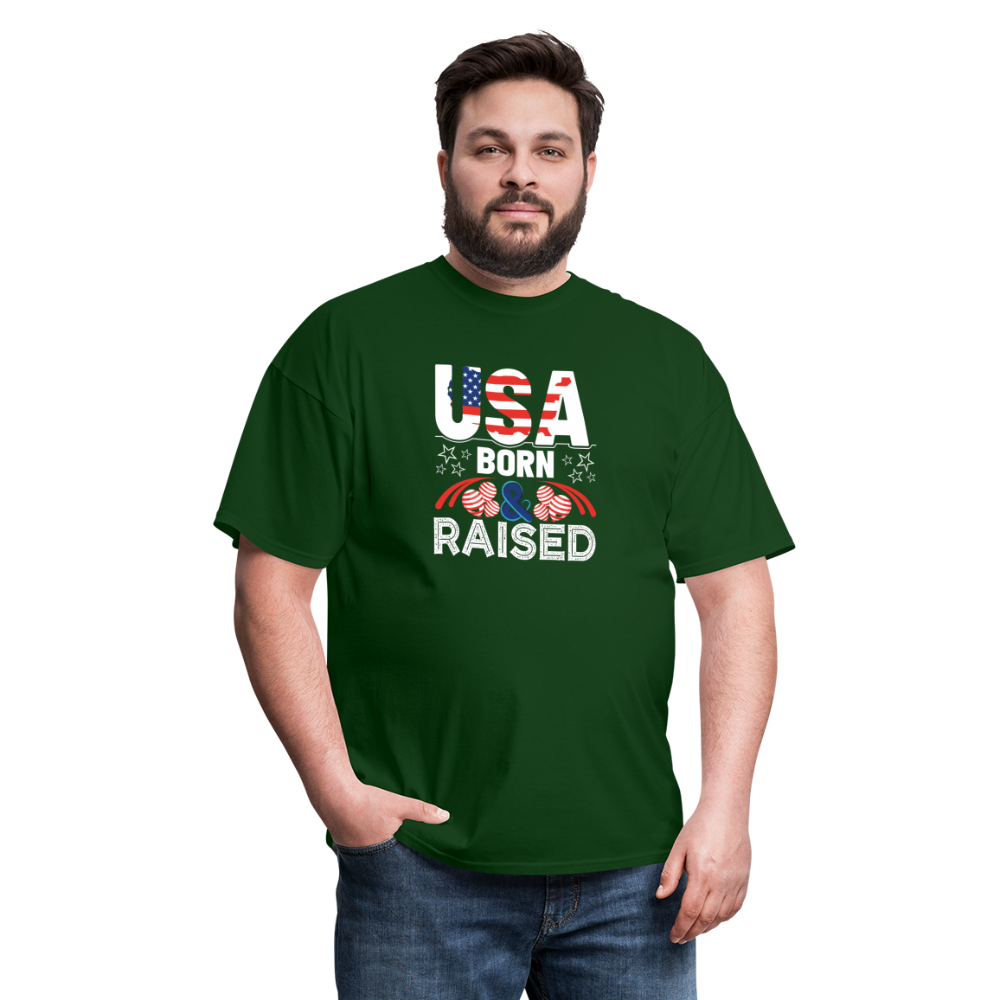 "USA Born And Raised" Unisex Classic T-Shirt - forest green