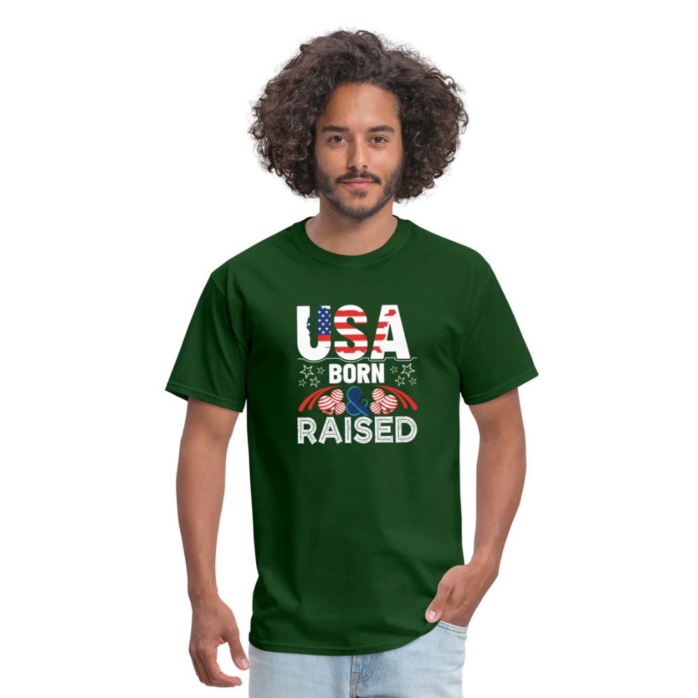 "USA Born And Raised" Unisex Classic T-Shirt - forest green