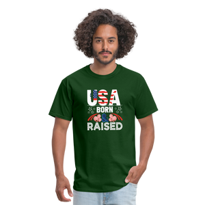 "USA Born And Raised" Unisex Classic T-Shirt - forest green  