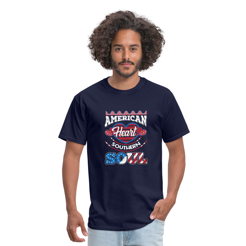 "American Heart Southern Soul " Unisex Classic T-Shirt - navy