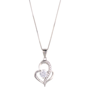 "To the one I Love" Sterling Silver Pave Heart Pendant Necklace  