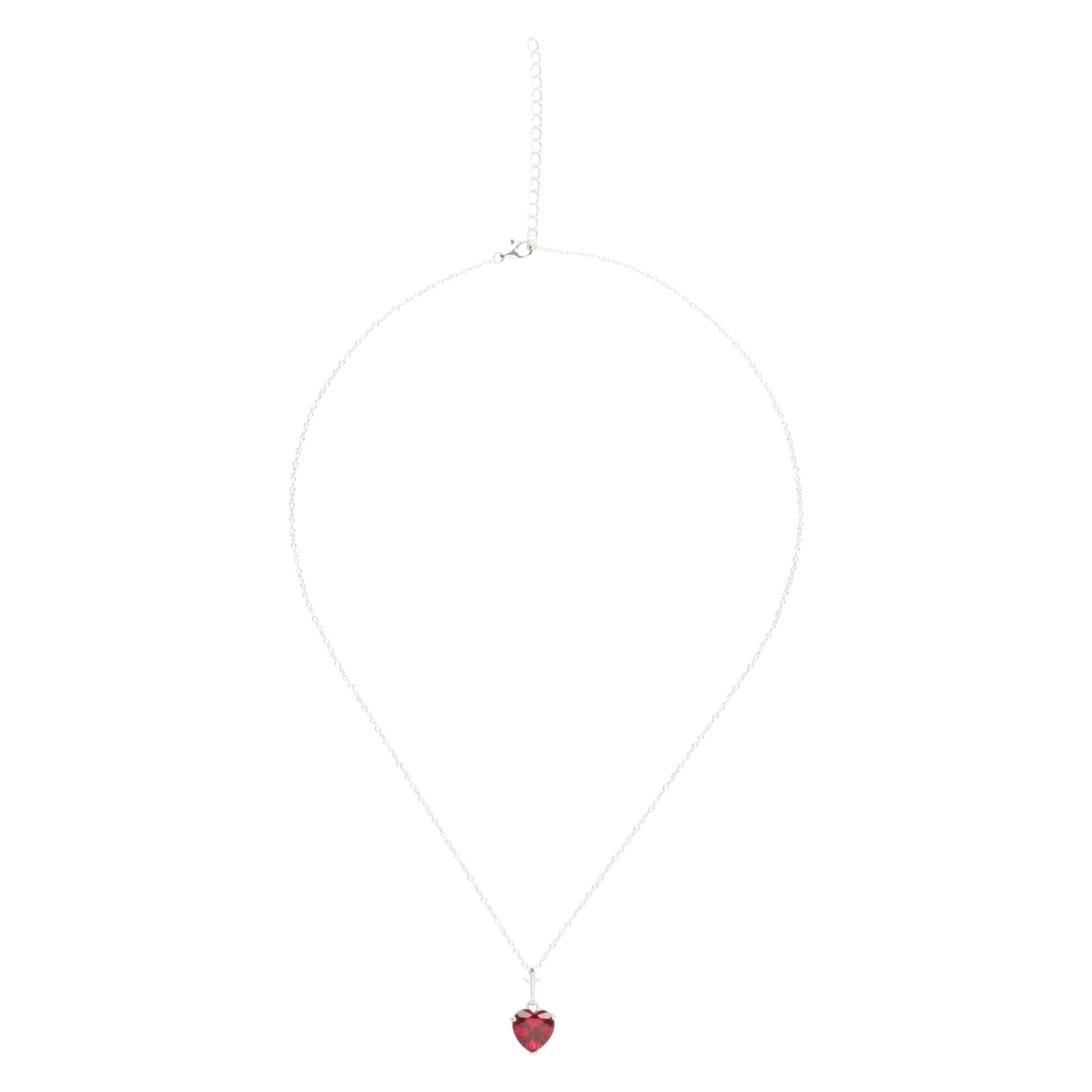 "Love you longer" Sterling Silver Red Heart Pendant Necklace