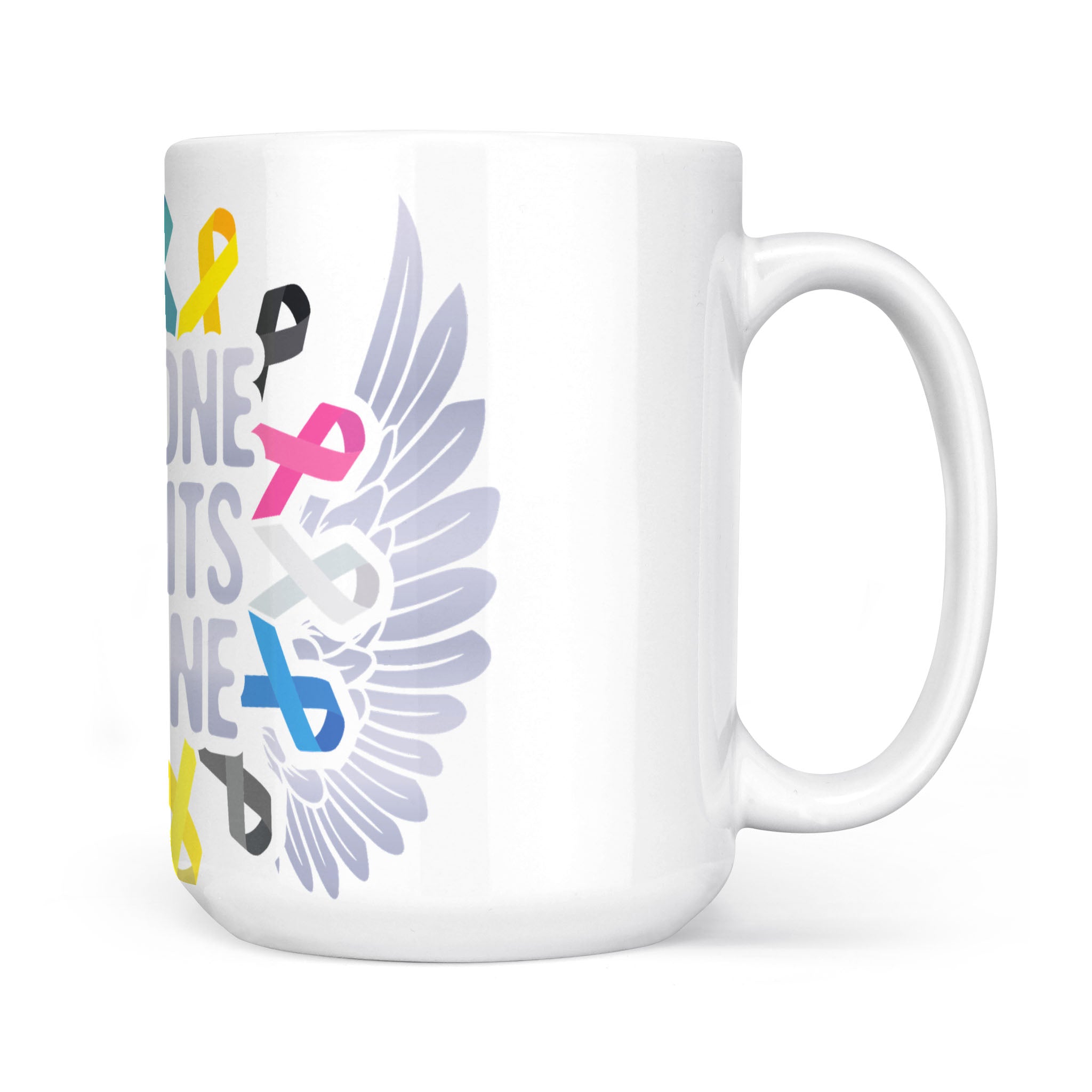 No One Fights Alone Cancer Support White Edge-to-Edge Mug
