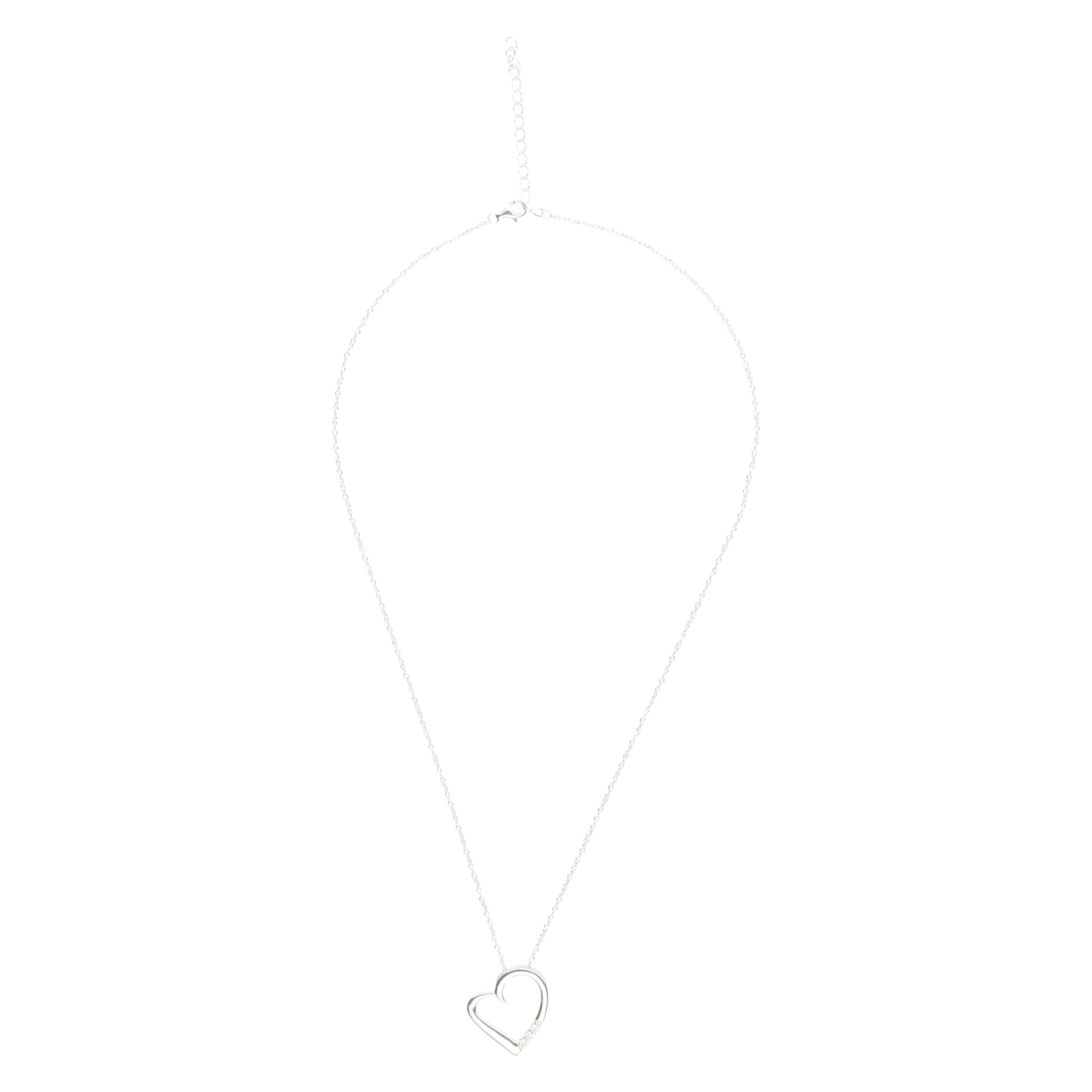 "Place in my heart" 14K Silver Plated Love Heart Pave Pendant Necklace