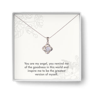 Sterling Silver Love Knot "You Are My Angel" Daughter Pendant Necklace  