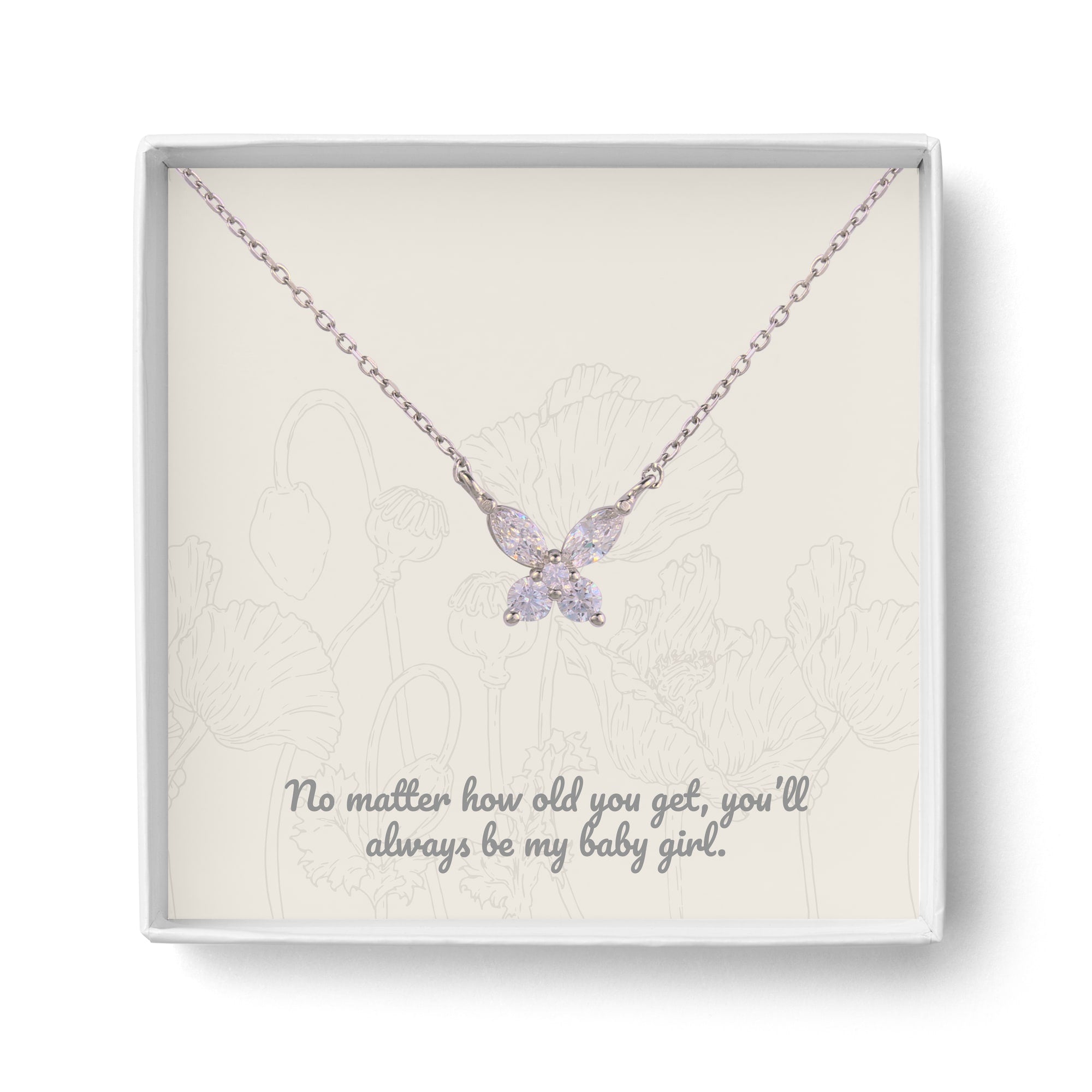 "Always my Babygirl" Sterling Silver Butterfly Pendant Necklace