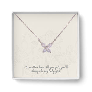 "Always my Babygirl" Sterling Silver Butterfly Pendant Necklace  