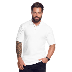 Customizable Men's Pique Polo Shirt - white  
